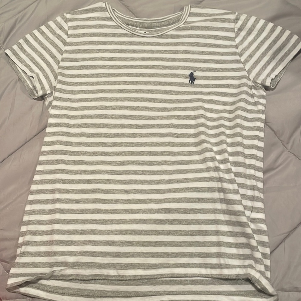 Girls gray/white striped t-shirt